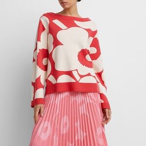 Marimekko Pink Unikko Pleated Midi Skirt